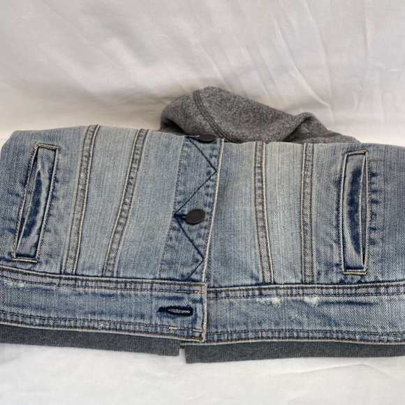 American Eagle Jean Sweater Jacket Hood Gray Women’s Size Medium - Picture 3 of 12